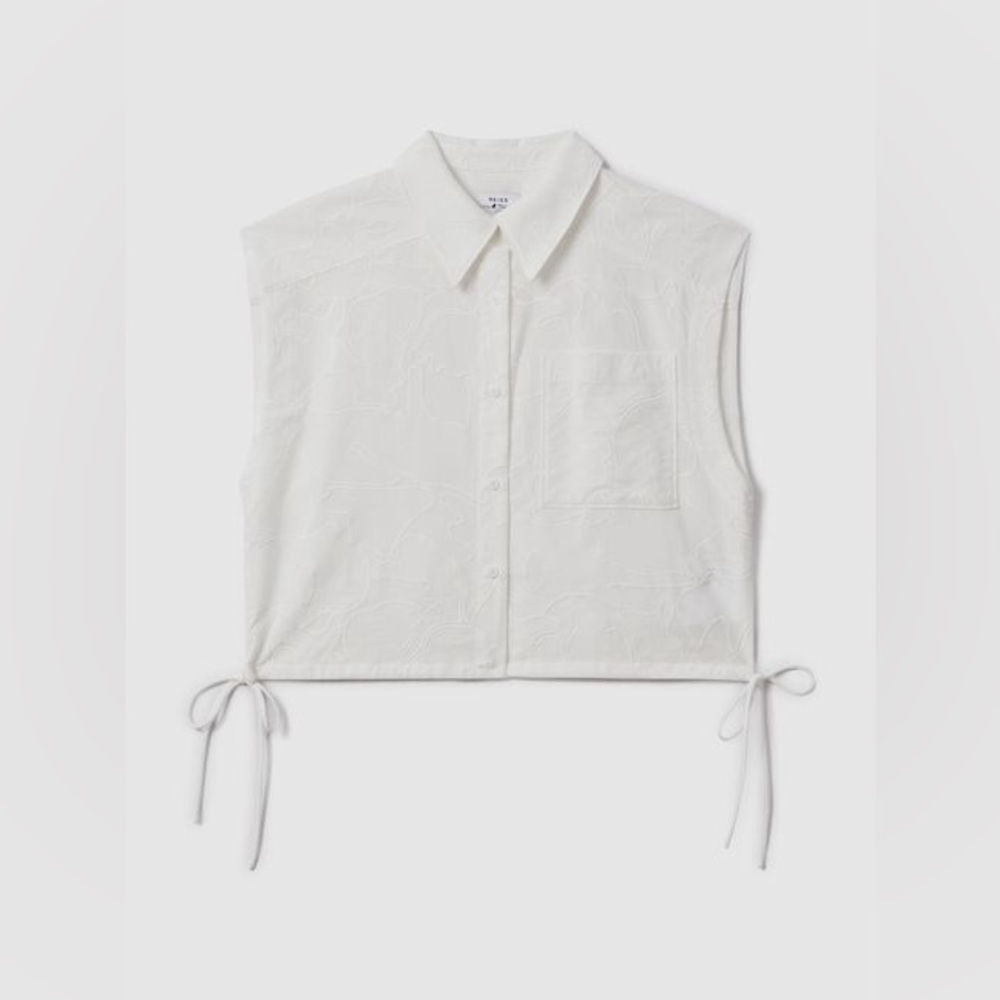 NWOT REISS White COTTON EMBROIDERED SHIRT - Picture 2 of 8